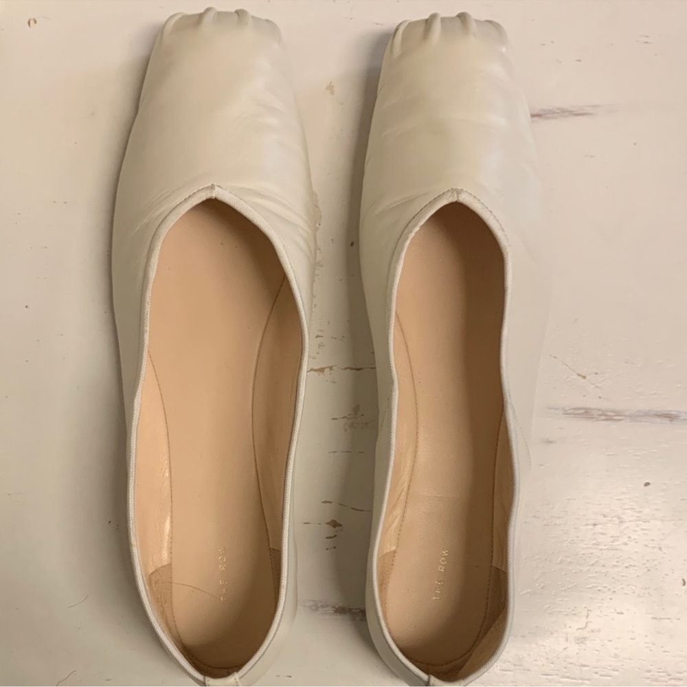 The Row Leather Pleated Ballet Flats Square Toe size 41